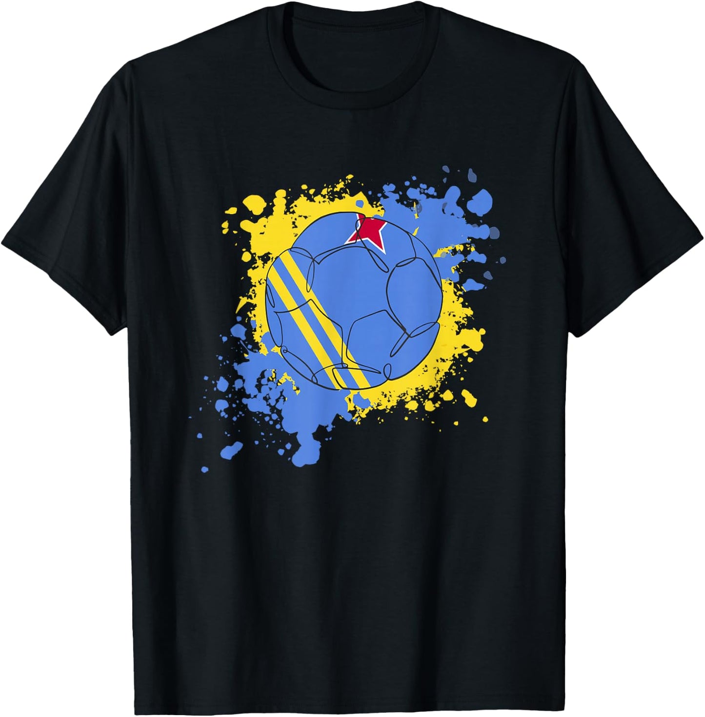 Soccer Ball With The Flag Of Aruba T-Shirt - T-Shirt | Black