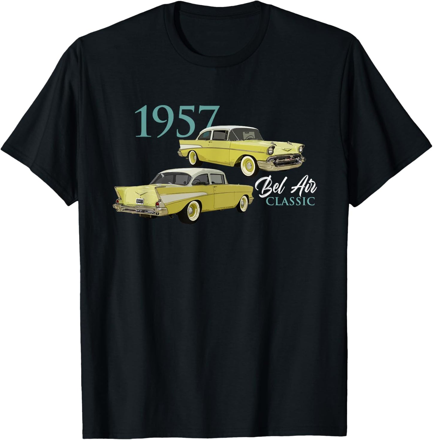 Vintage Cars, Classic Cars, 1957 Bel Air, 1950's, Car Art T-Shirt - T-Shirt | Black