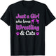 Just a Girl Who Loves Wrestling and Cats Women Funny Wrestle T-Shirt - T-Shirt | Black