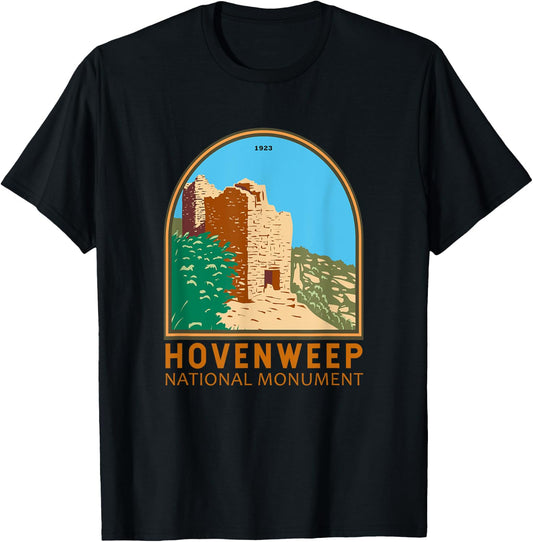 Hovenweep National Monument Emblem Vintage T-Shirt - T-Shirt | Black