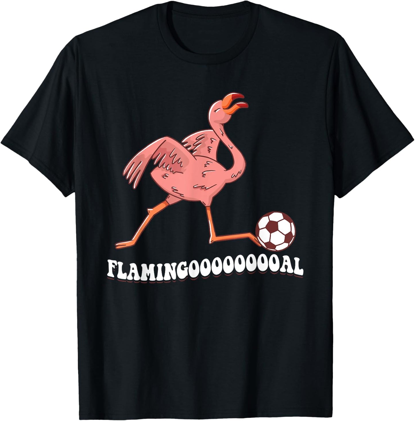 Flamingooooal Flamingo Soccer Ball T-Shirt - T-Shirt | Black