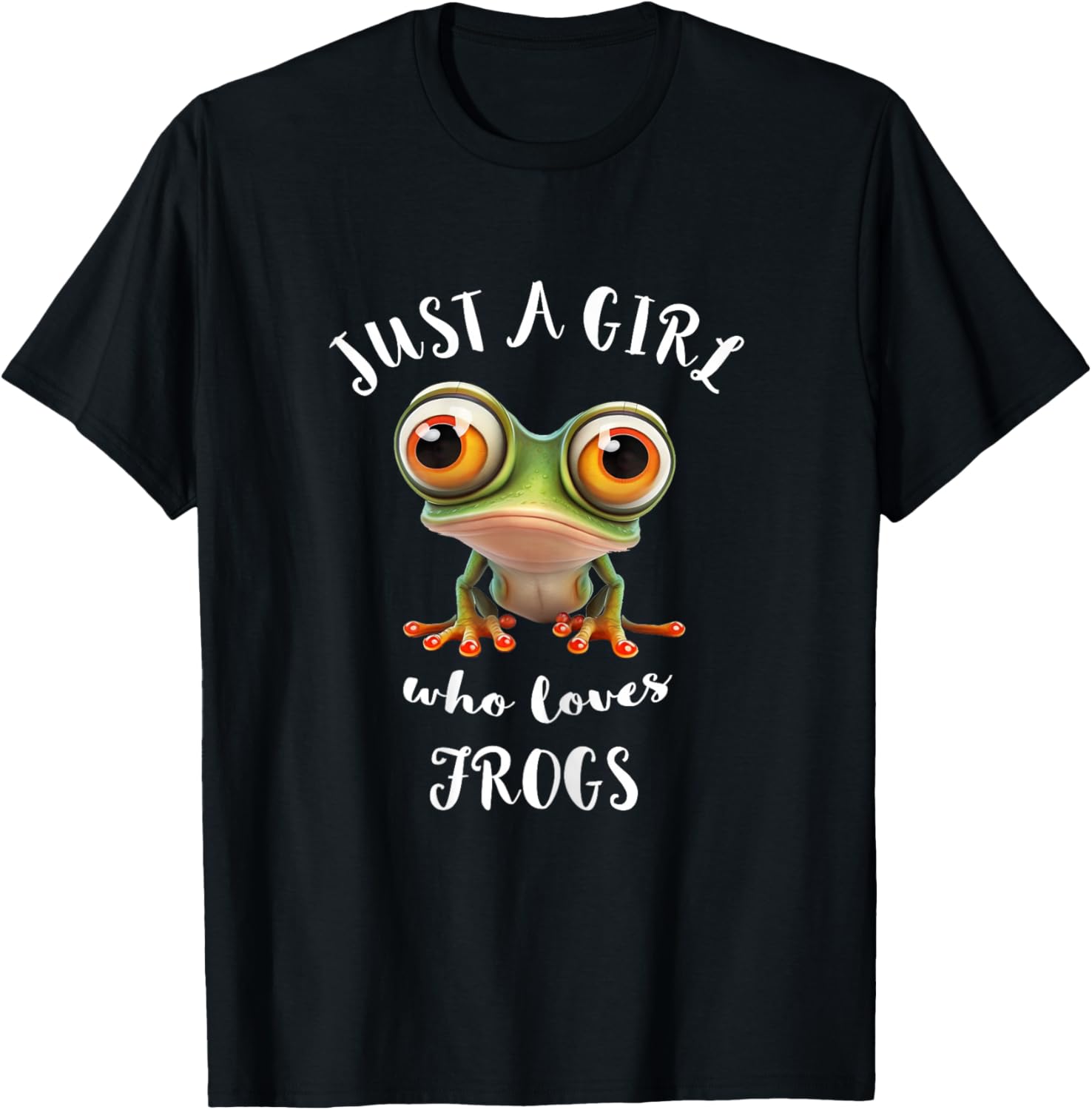 Just A Girl Who Love Rainforest Amphibian Red Eyed Tree Frog T-Shirt - T-Shirt | Black