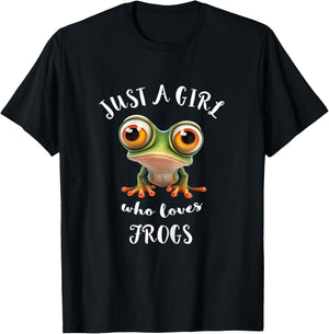 Just A Girl Who Love Rainforest Amphibian Red Eyed Tree Frog T-Shirt - T-Shirt | Black