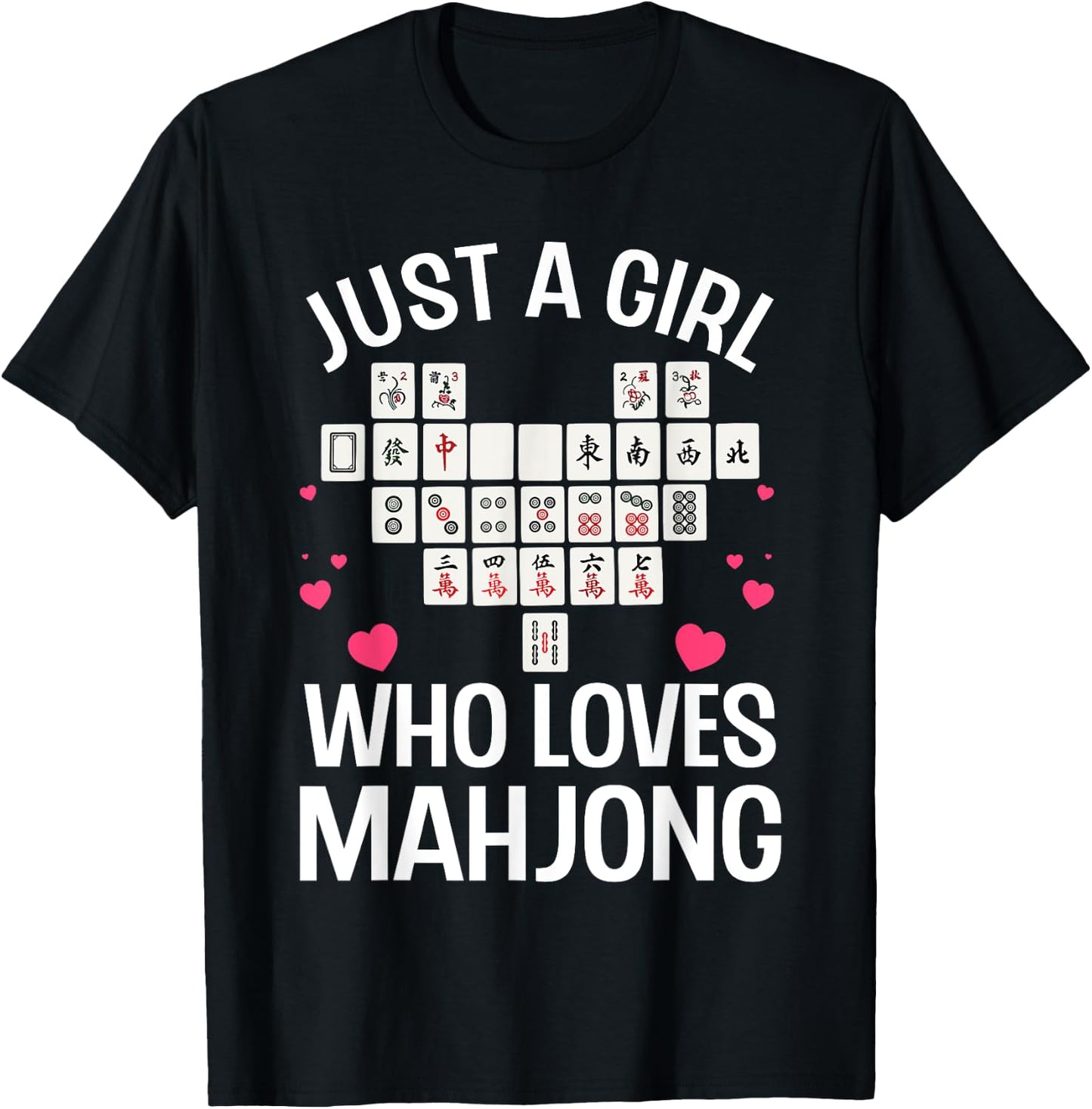 Funny Mahjong Design For Girls Women Chinese Mahjong Players T-Shirt - T-Shirt | Black
