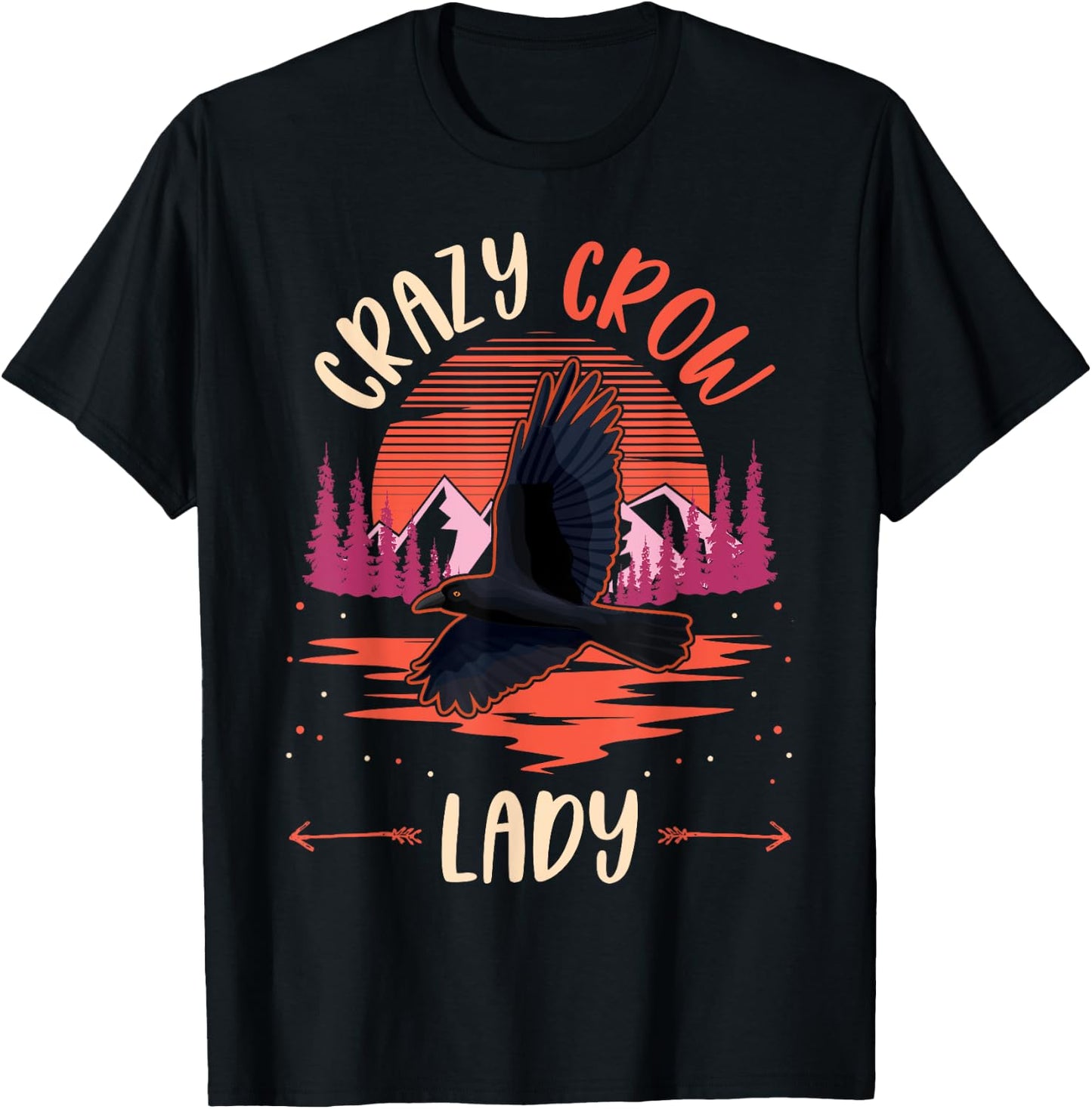 Crazy Crow lady Raven Girl Crow T-Shirt - T-Shirt | Black