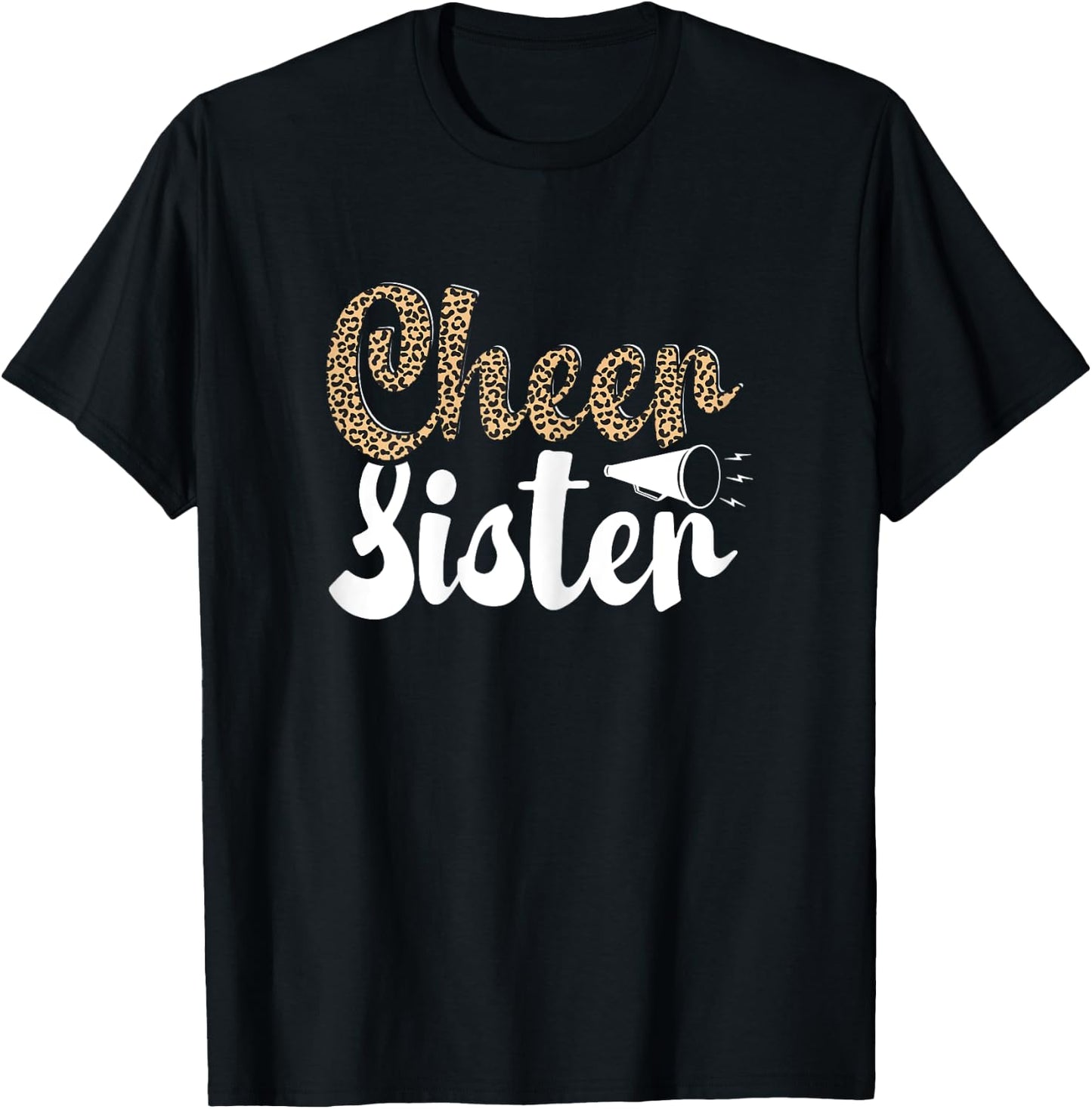 Funny Cheerleading Leopard Graphic Women Cheer Sister T-Shirt - T-Shirt | Black