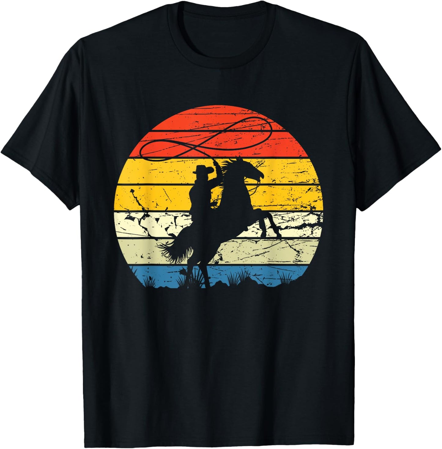 Horse Roping - Western Roper Equestrian Header Heeler Cowboy T-Shirt - T-Shirt | Black