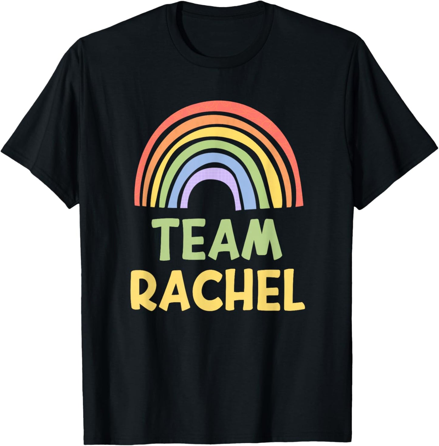 Happy Colorful Team Rachel Rainbow Pride Green Yellow T-Shirt - T-Shirt | Black