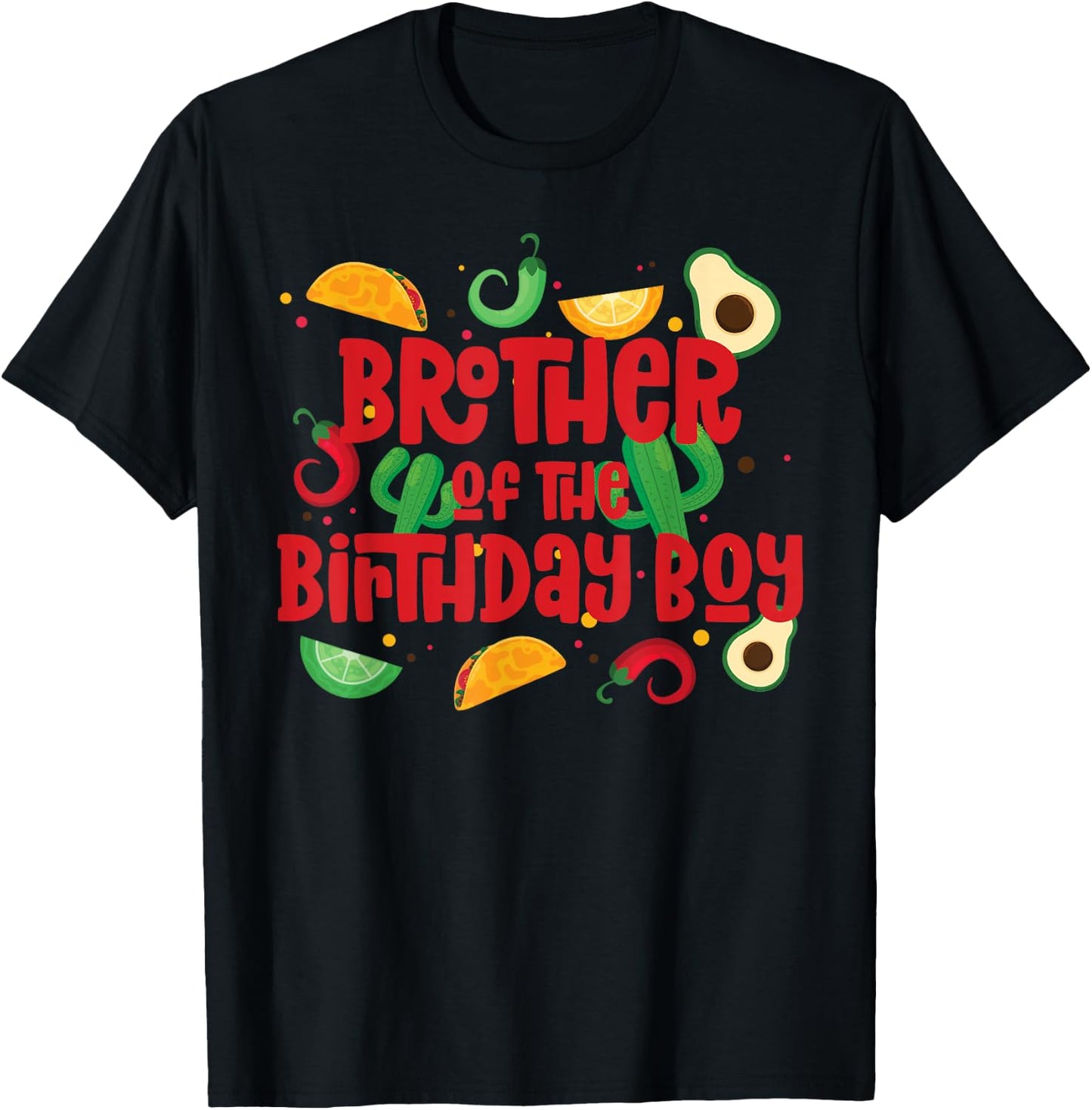 Brother Taco Twosday Fiesta Taco Birthday Theme Boy 2yr T-Shirt - T-Shirt | Black