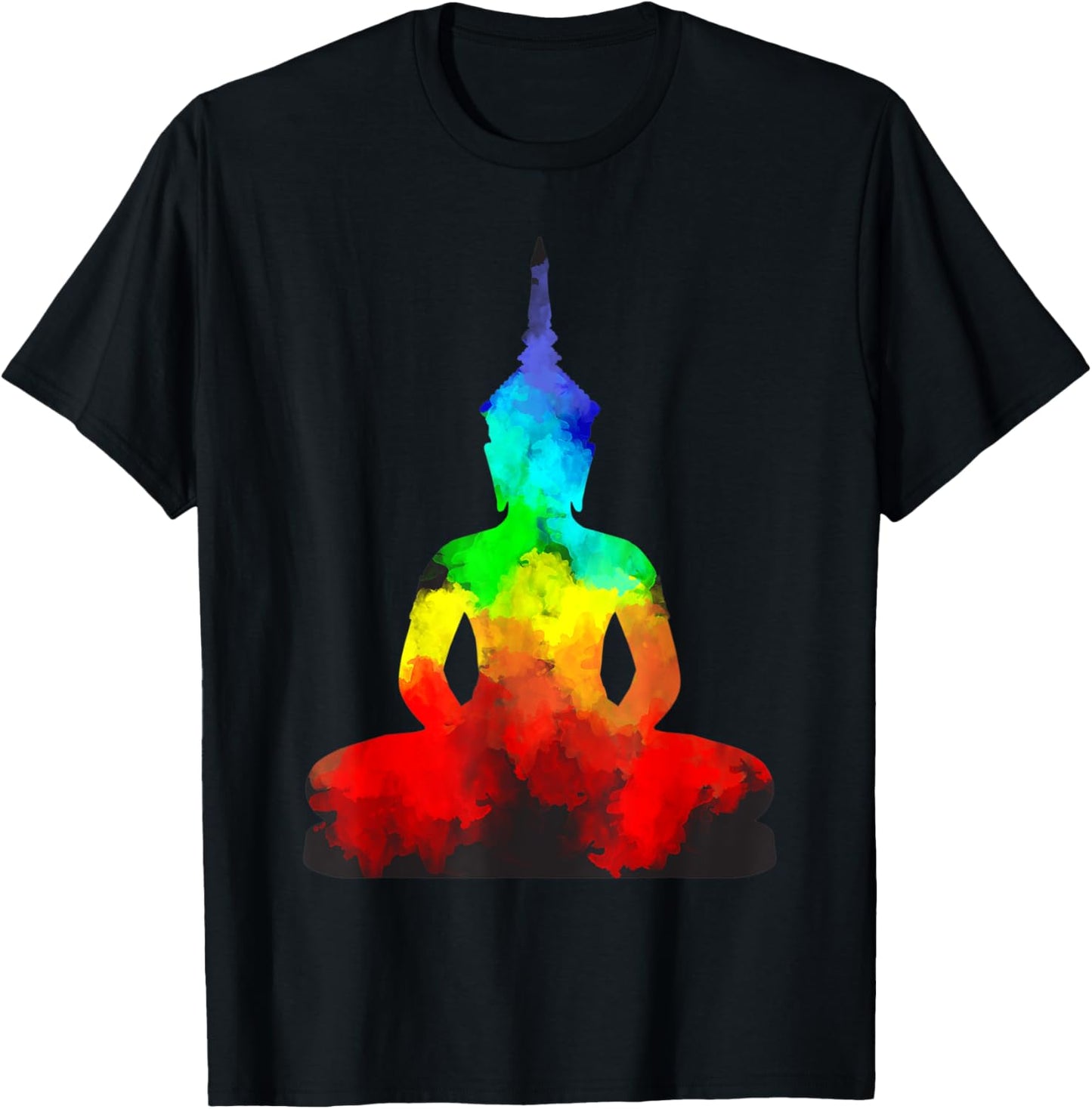 Buddha Rainbow Yoga Namaste Guru Spirit T-Shirt - T-Shirt | Black