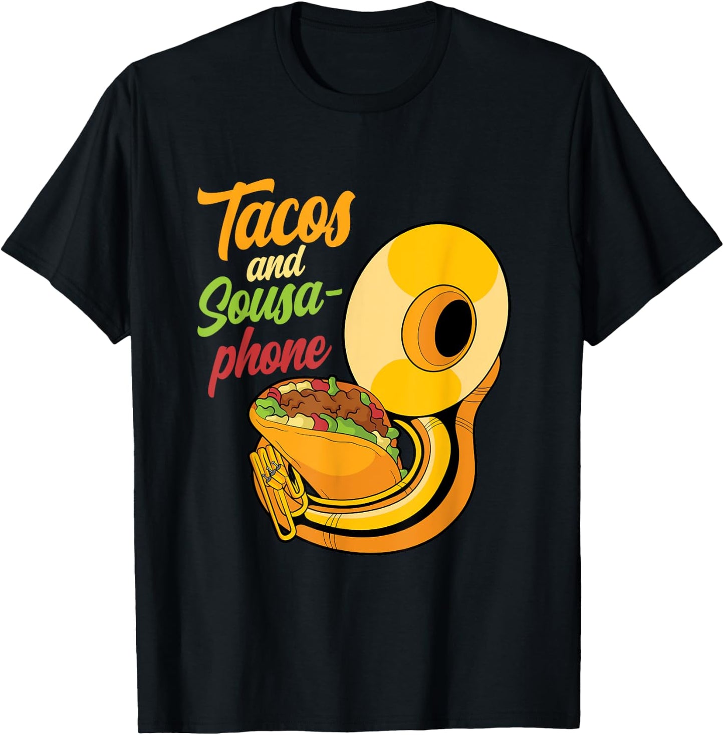 Tacos and sousaphone instrument tuba marching band player T-Shirt - T-Shirt | Black