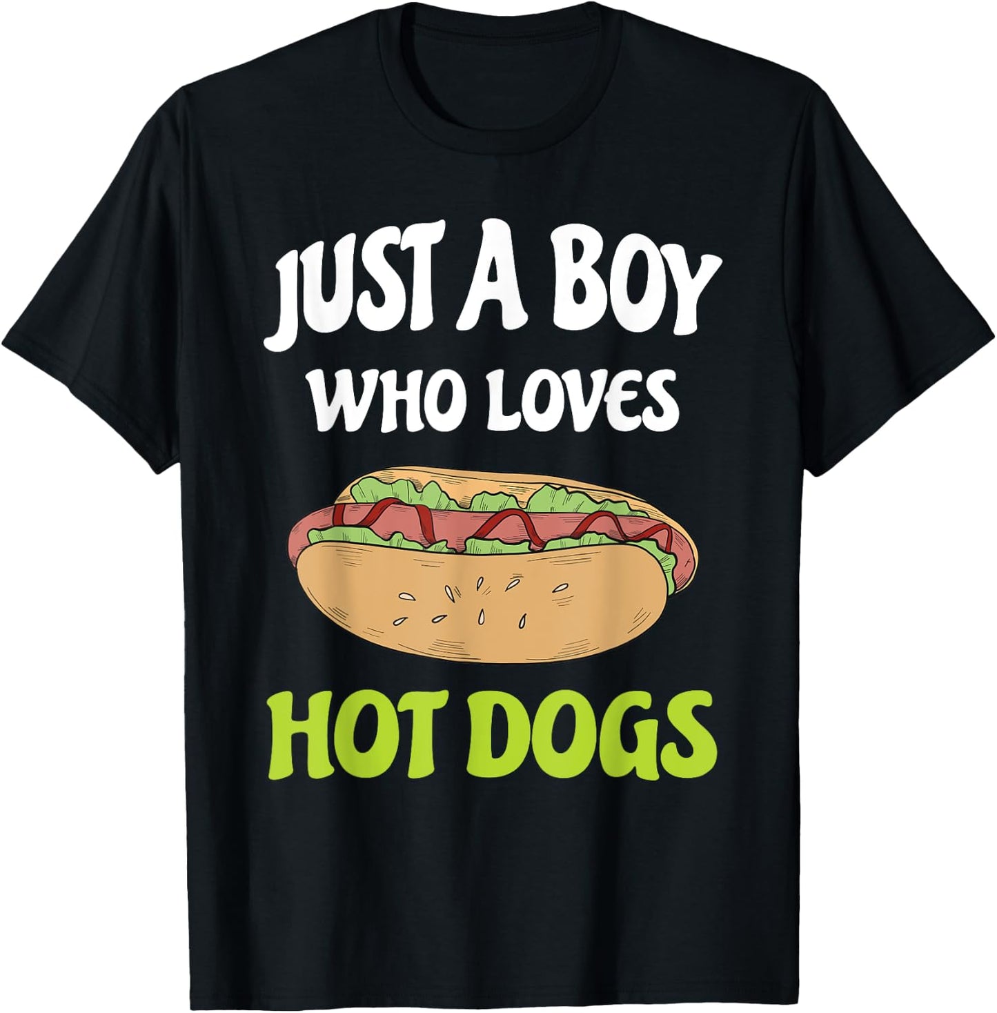 Just A Boy Who Loves Hot Dogs Funny Hot Dog Design Toddler T-Shirt - T-Shirt | Black