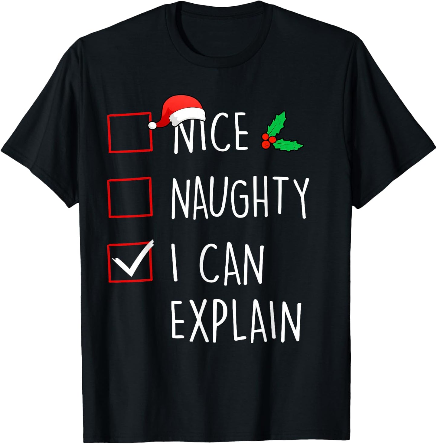 Nice Naughty I Can Explain Christmas Family Matching T-Shirt - T-Shirt | Black
