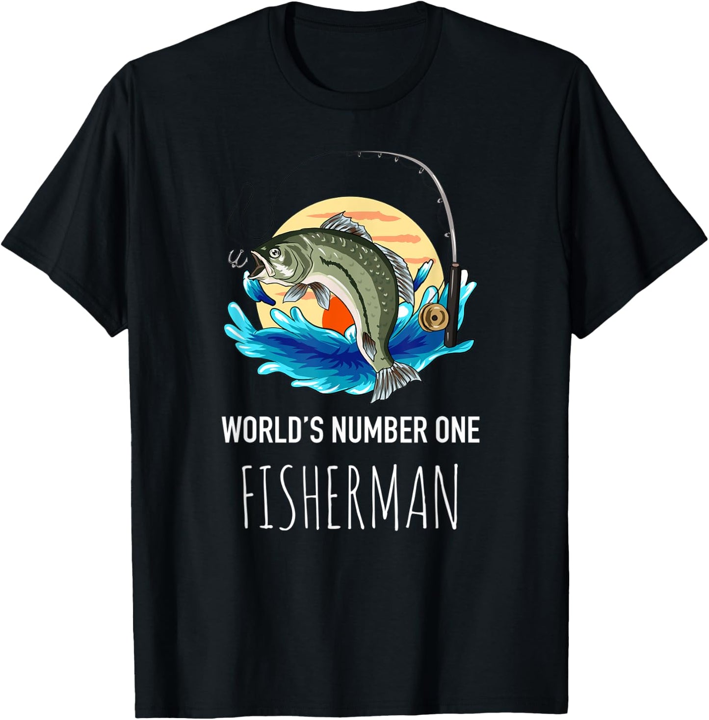 World's Number One Fisherman - Outdoors Adventure Fishing T-Shirt - T-Shirt | Black