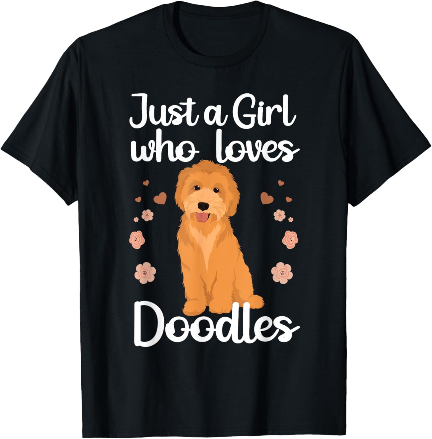 Cute Doodle Art Girls Mom Golden Doodle Dog Lovers T-Shirt - T-Shirt | Black