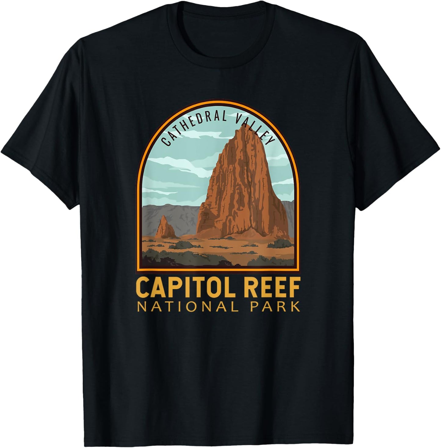 Capitol Reef National Park Cathedral Valley Vintage Emblem T-Shirt - T-Shirt | Black