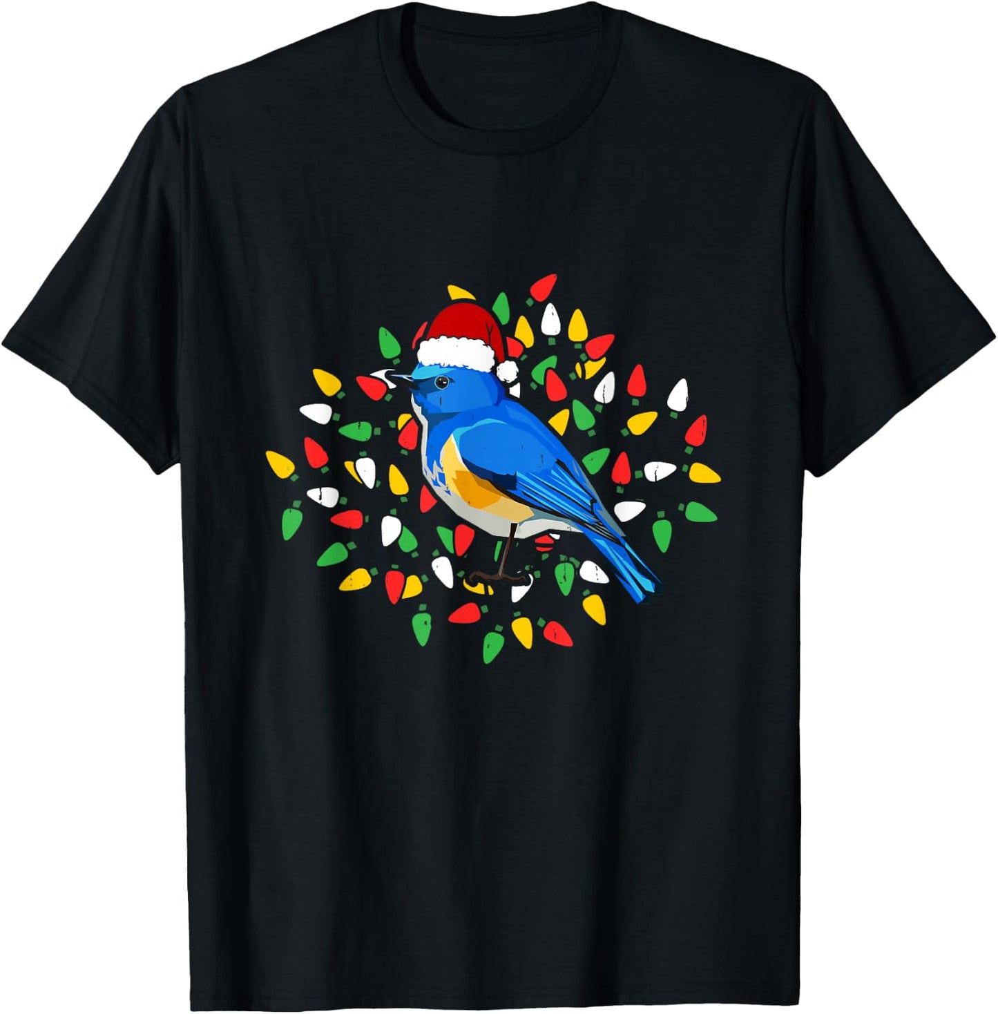 Holiday Xmas Santa Hat Himalayan Bluetail Bird Christmas T-Shirt - T-Shirt | Black