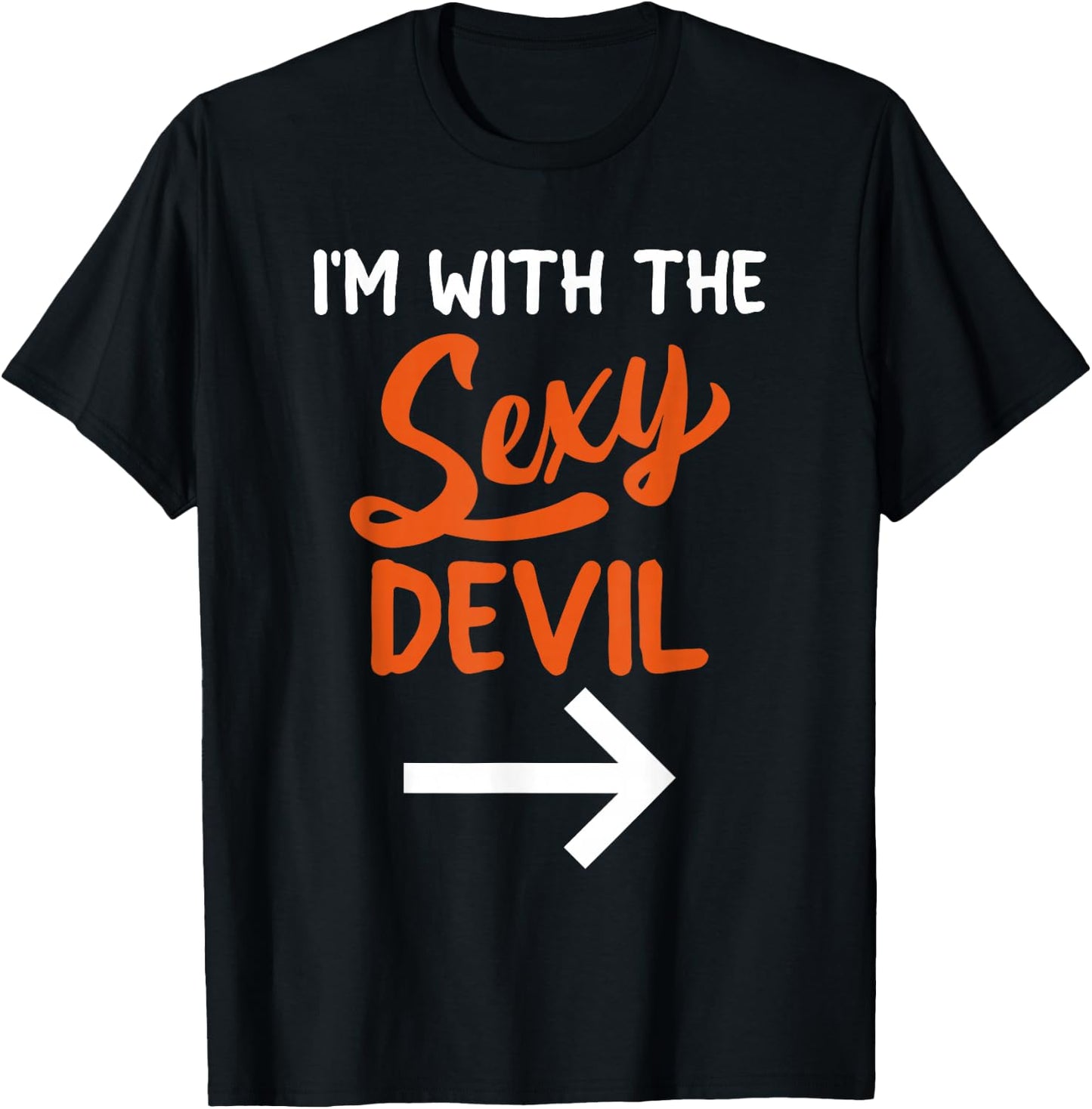 Lazy Halloween Costume for Couple I'm with The Sexy Devil T-Shirt - T-Shirt | Black