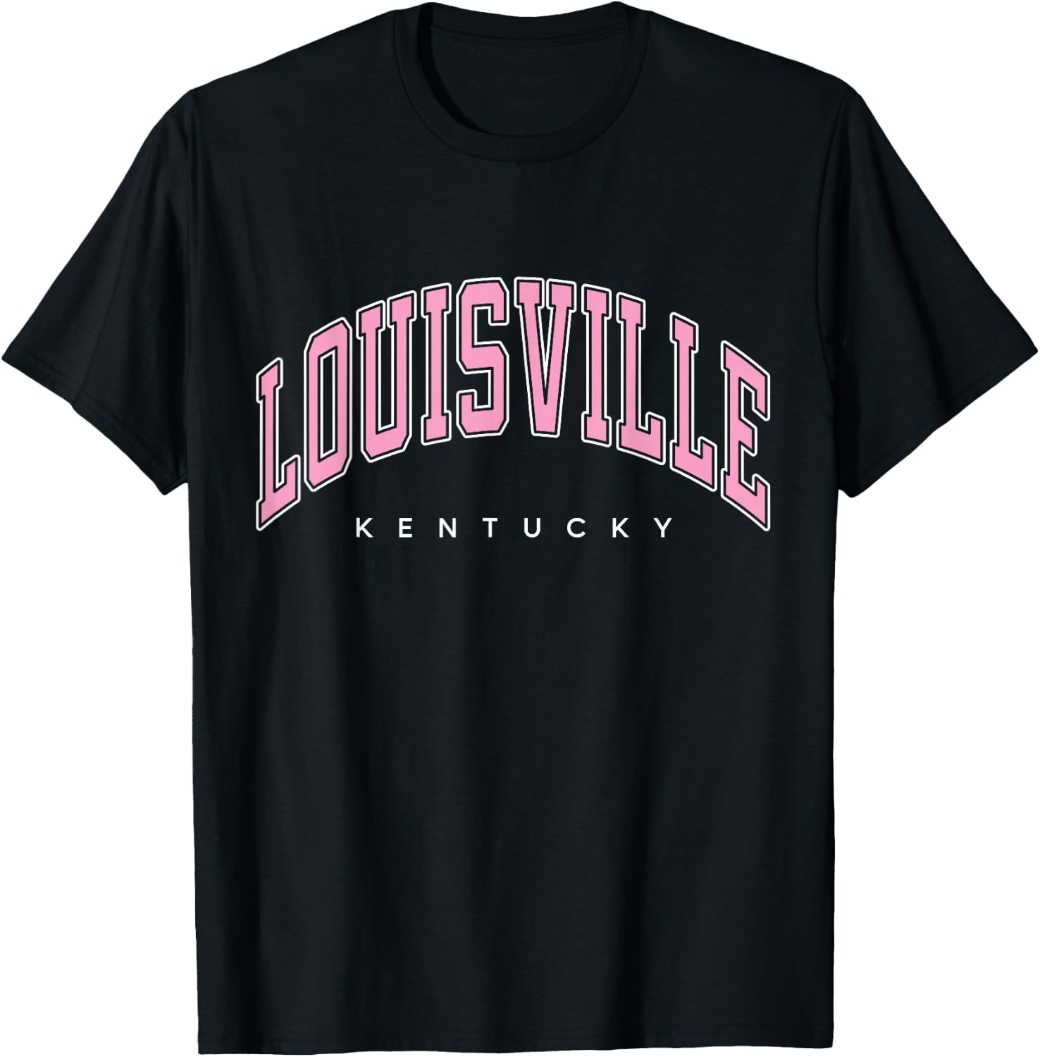 Louisville Kentucky KY Varsity Style Pink Text T-Shirt - T-Shirt | Black