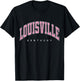 Louisville Kentucky KY Varsity Style Pink Text T-Shirt - T-Shirt | Black