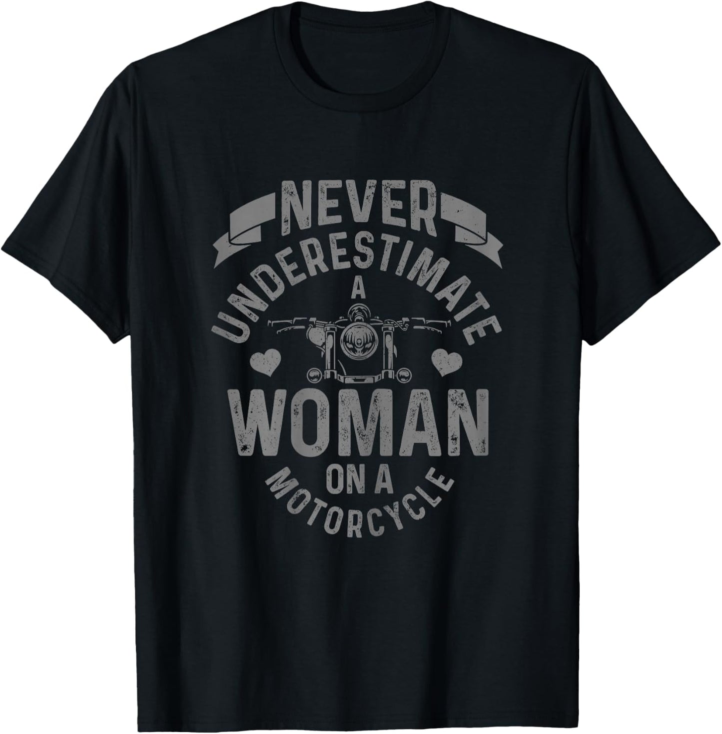 Never Underestimate A Woman Motorcycle Funny Biker Girl T-Shirt - T-Shirt | Black
