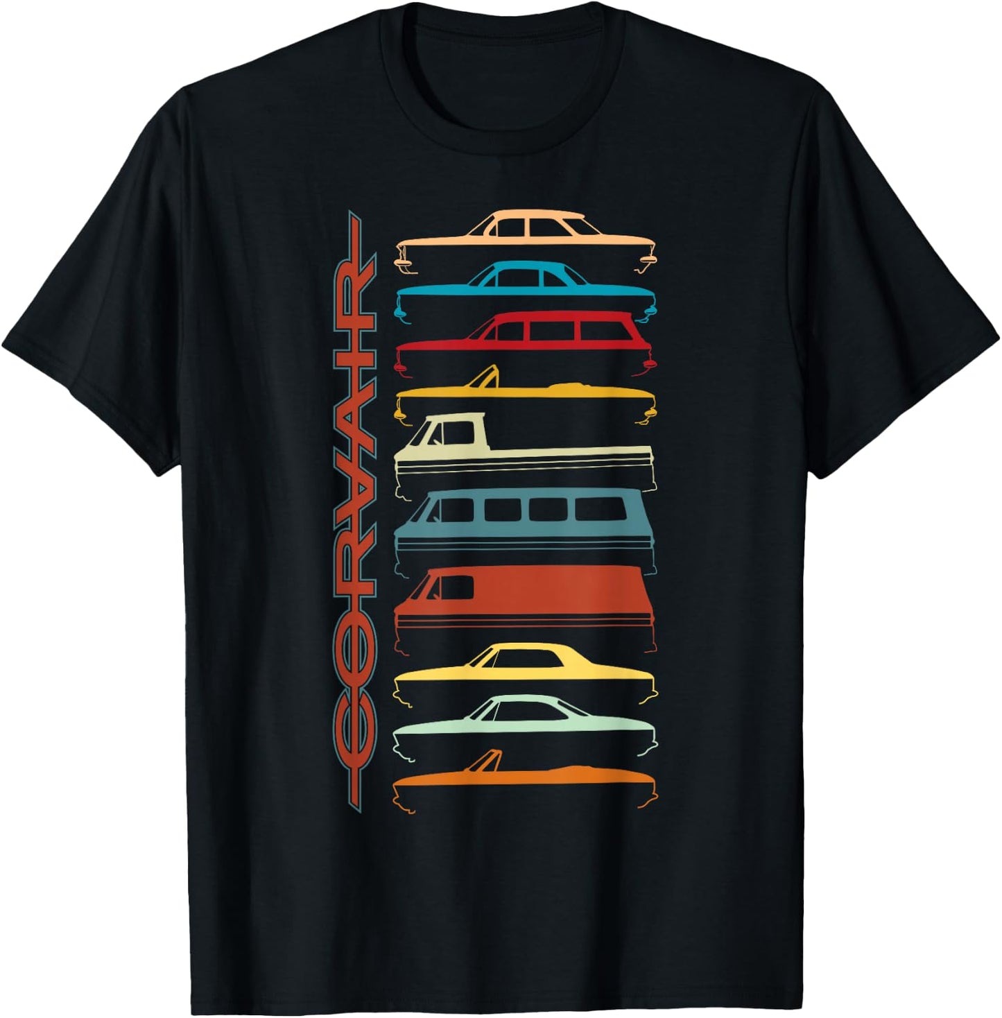 FlatSix Graphics LLc Corvair All Model Sillhouettes - -Adults, Black, Short Sleeve, , Small T-Shirt - T-Shirt | Black