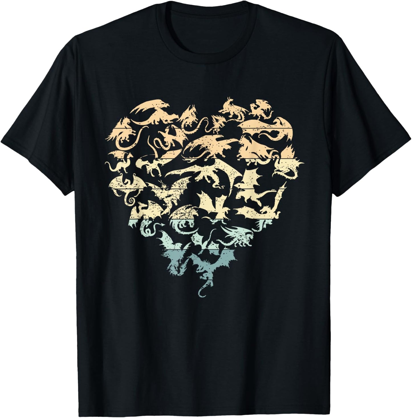 Dragons Love Heart of Kids women Teen Girls T-Shirt - T-Shirt | Black