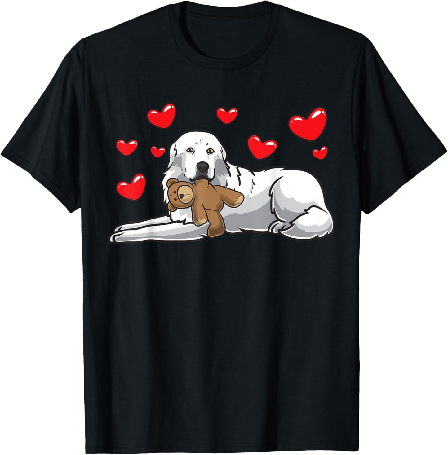Great Pyrenees Gifts by Thembalove -Adults, -Kids Black Cotton Polyester Small Short Sleeve Classic Fit T-Shirt - T-Shirt | Black