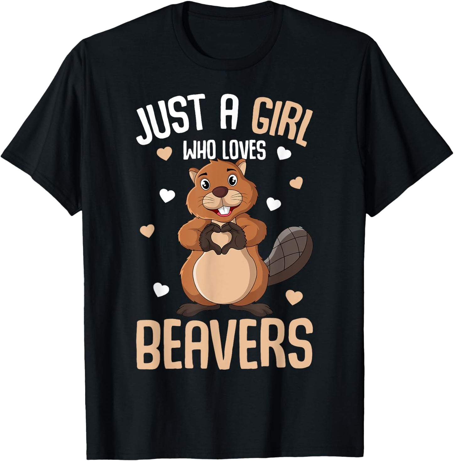 Just a Girl who loves Beavers Kids Girl Beaver T-Shirt - T-Shirt | Black