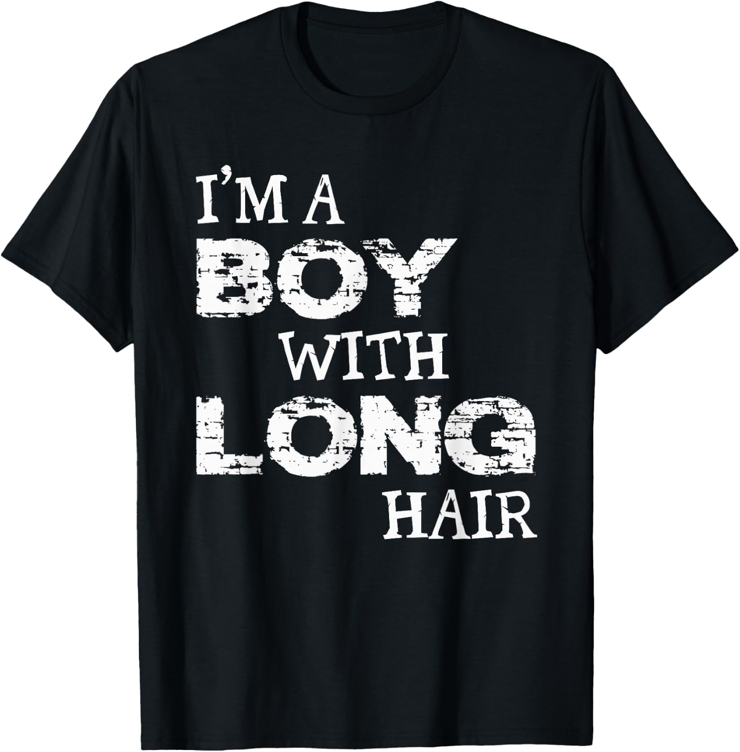 I'm A Boy With Long Hair Funny Boy Cool Long Hair T-Shirt - T-Shirt | Black