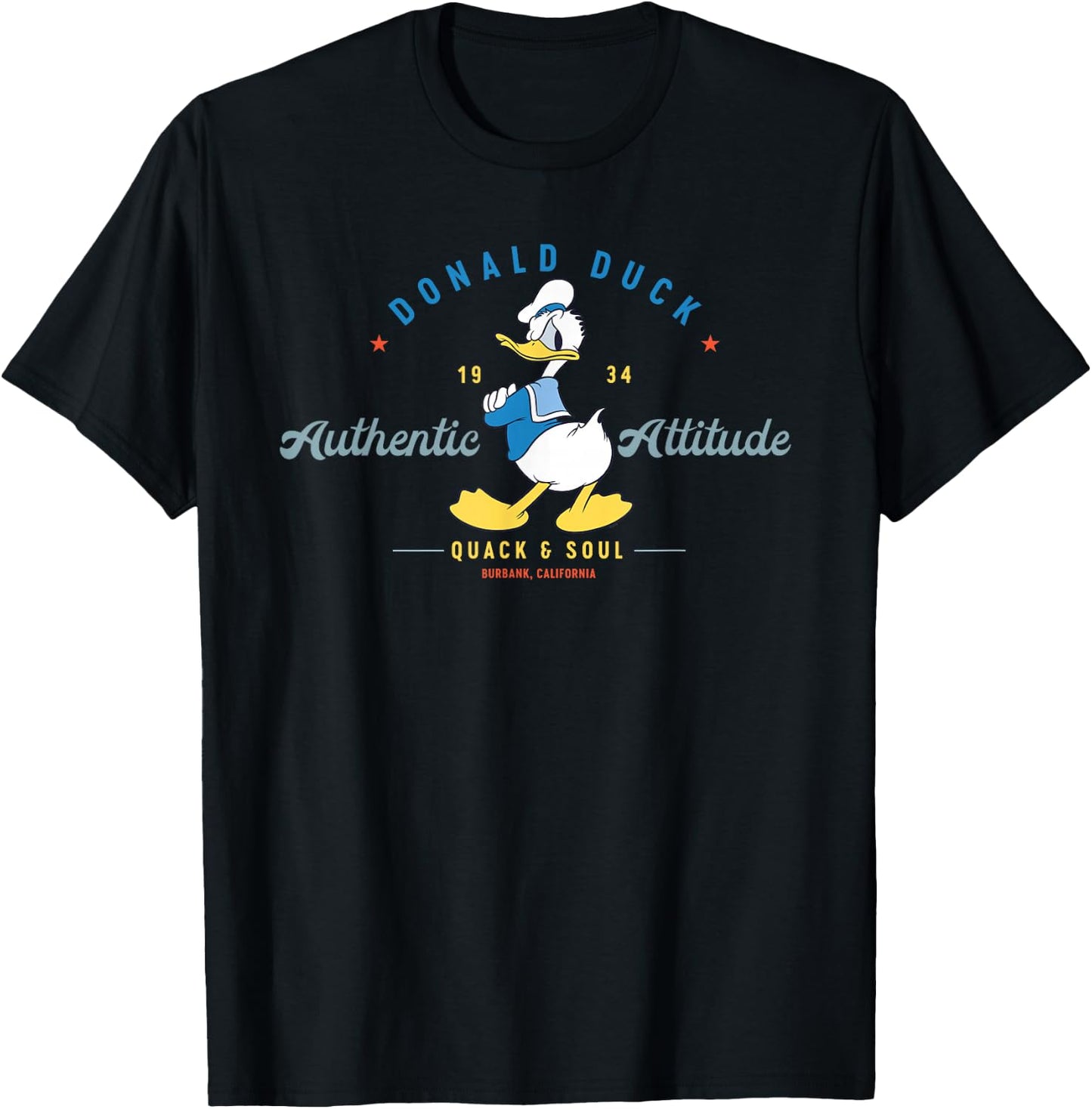 Disney Donald Duck Authentic Attitude Retro Vintage Small T-Shirt - T-Shirt | Black