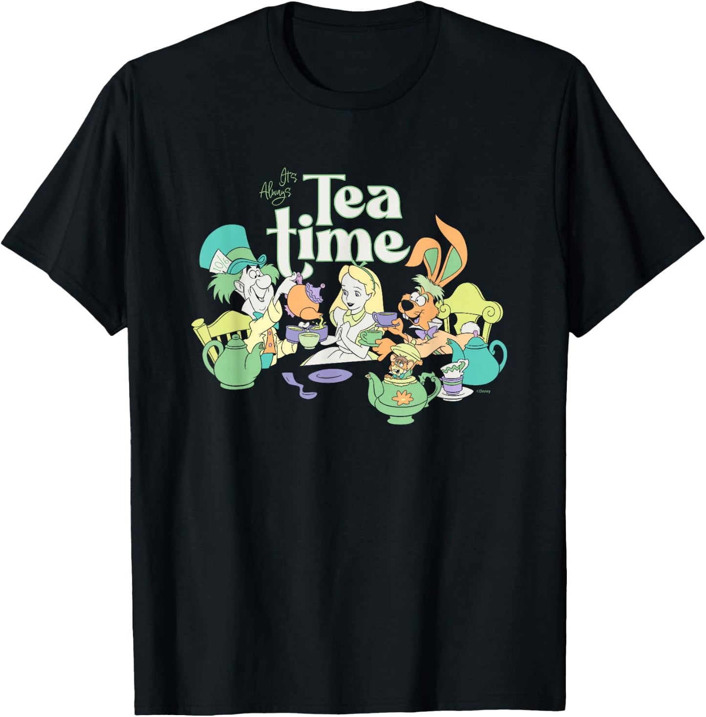 Disney Alice in Wonderland It’s Always Tea Time Vintage T-Shirt - T-Shirt | Black