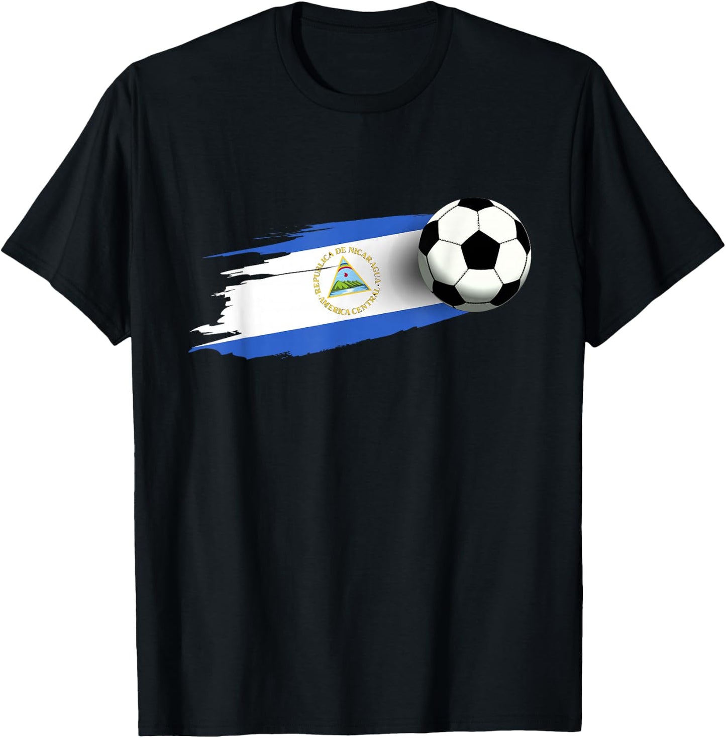 Nicaragua Flag Jersey Nicaraguan Soccer Team Nicaraguan T-Shirt - T-Shirt | Black