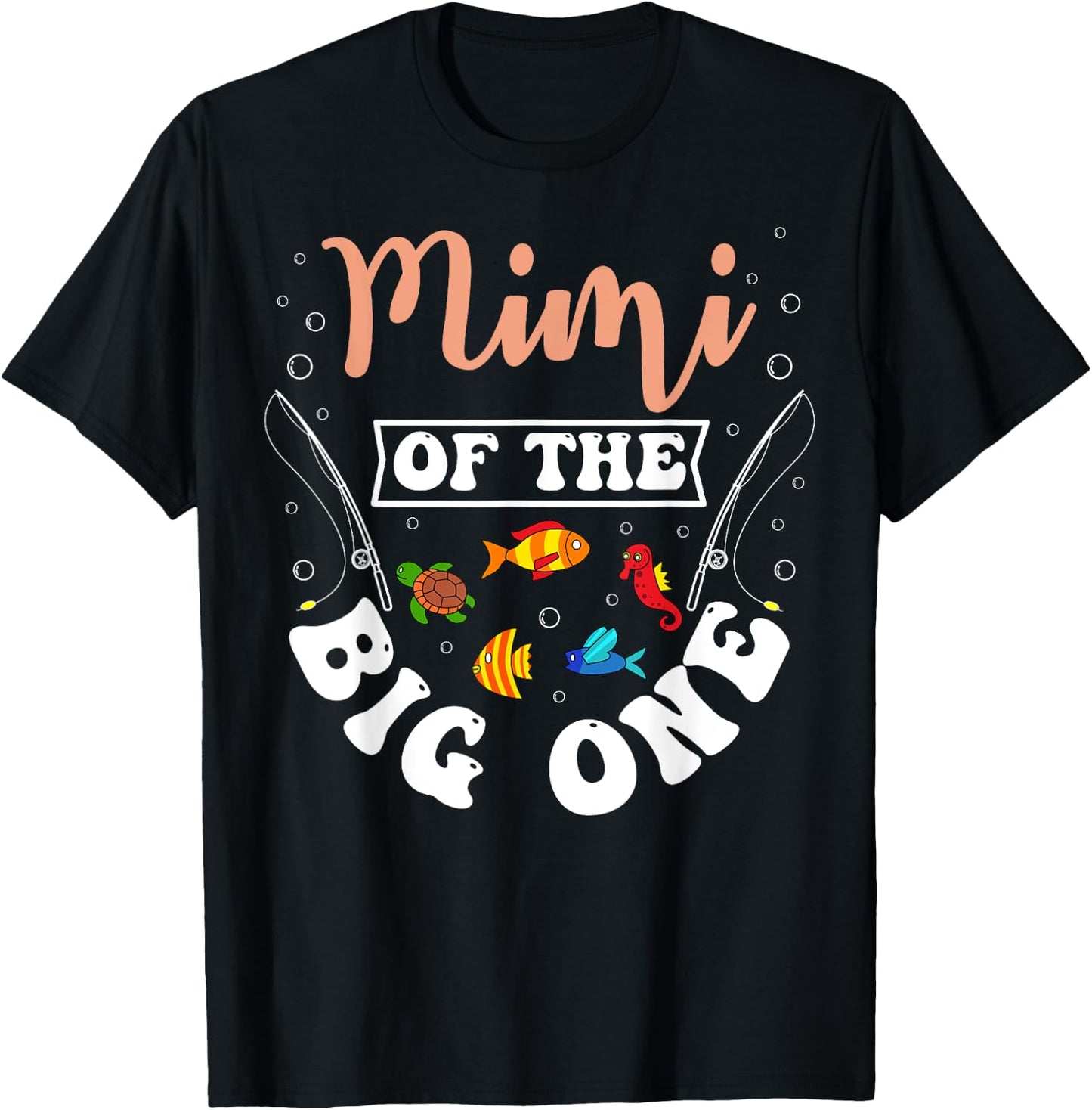 Mimi Of The Big One Fishing Birthday Party Bday Celebration T-Shirt - T-Shirt | Black