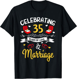 35th Marriage Anniversary 35 Years of love and marriage T-Shirt - T-Shirt | Black
