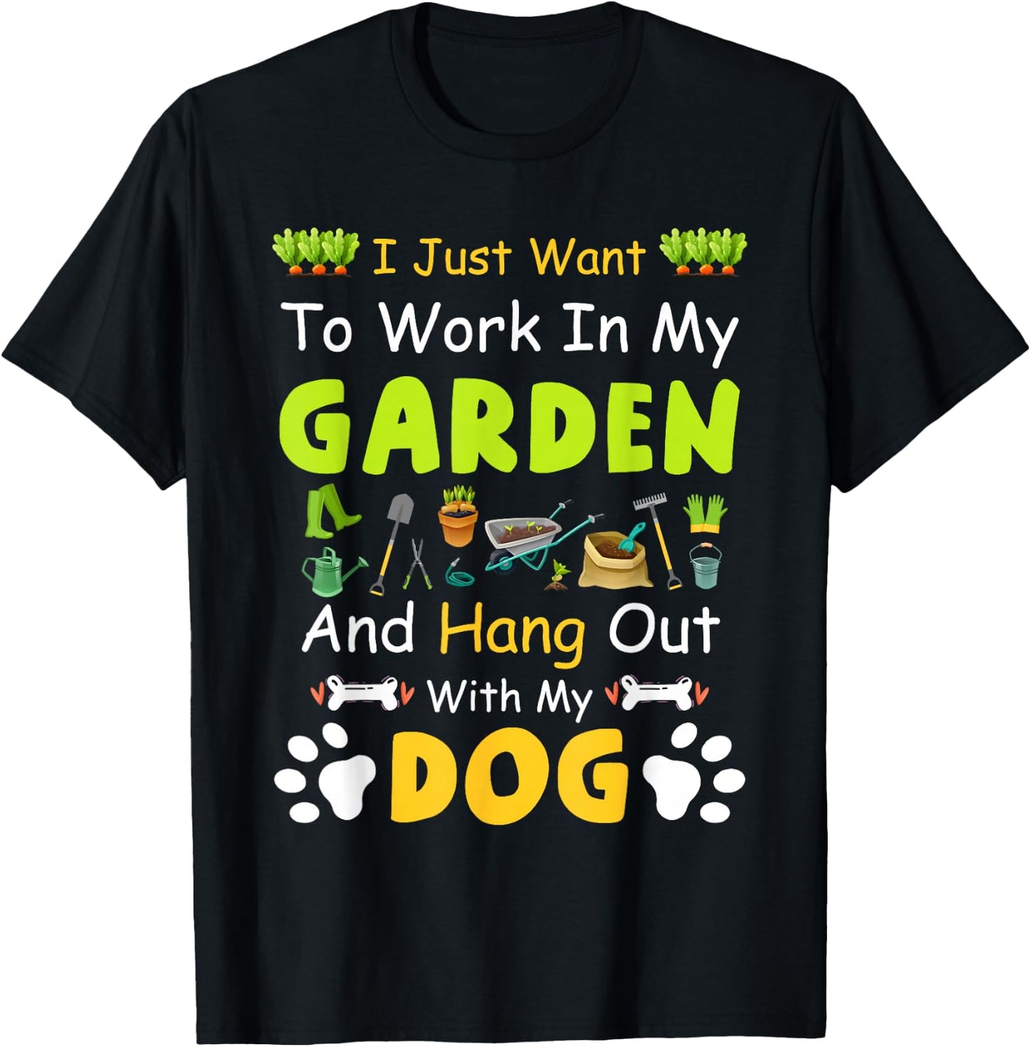 Hang Out With My dog Funny Gardening Dog Lovers - Black, -Adults & Kids, Short Sleeve, Classic Fit, Cotton, Polyester, Small T-Shirt - T-Shirt | Black