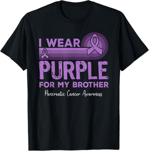 I Wear Purple for My Brother Pancreatic Cancer Awareness T-Shirt - T-Shirt | Black