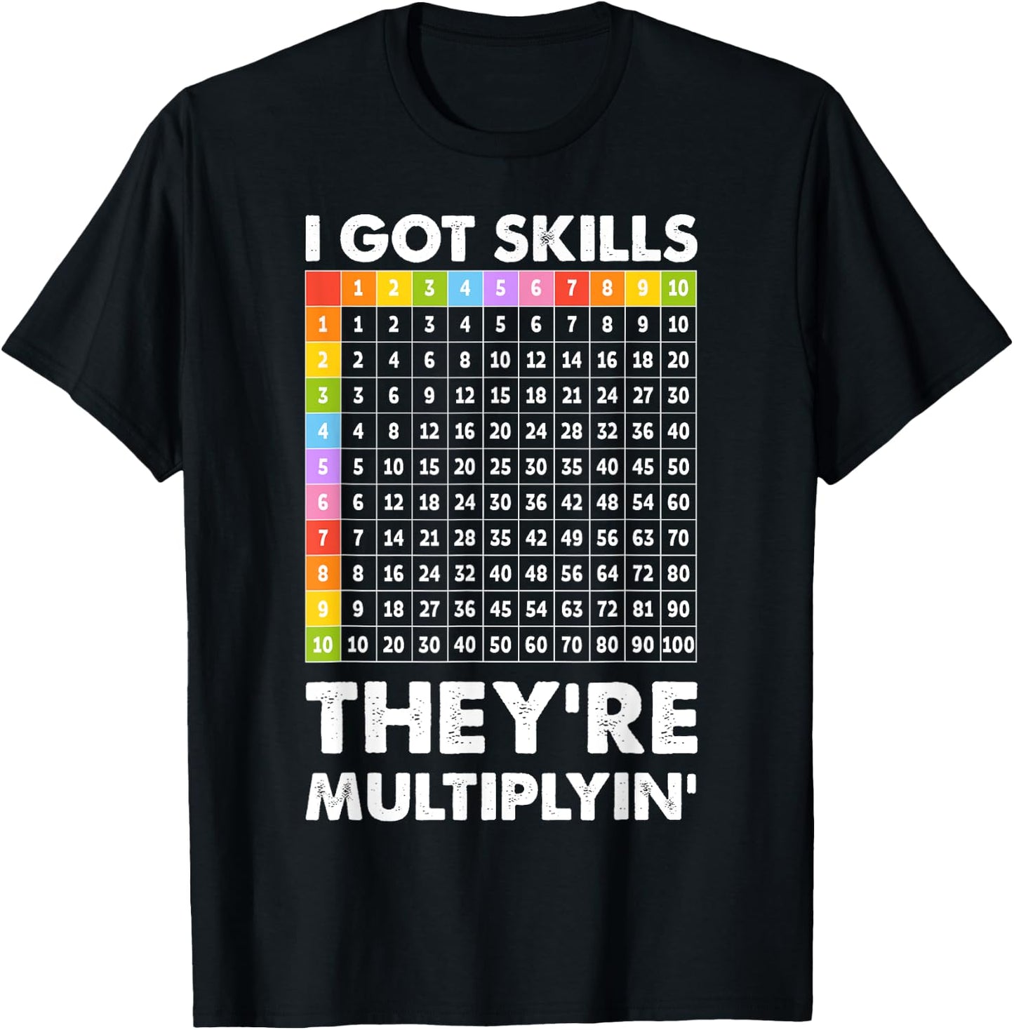 I Got Skills They're Multiplying Nerd Funny Math Teacher T-Shirt - T-Shirt | Black