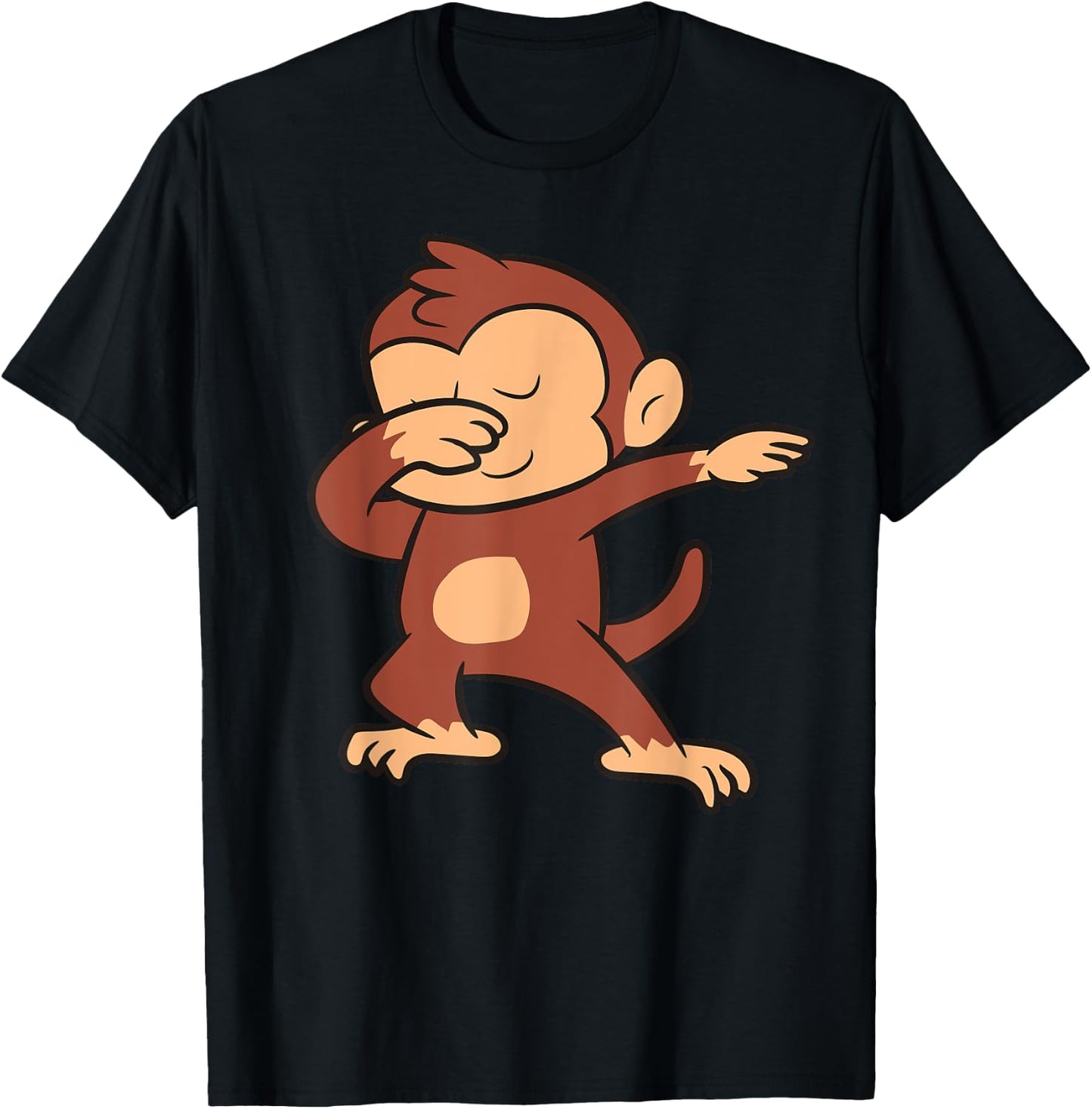 Dabbing Monkey Dancing Cute Ape Monkey T-Shirt - T-Shirt | Black