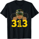 What Up Doe 313 Detroit Black Woman Camo Afro Puffs T-Shirt - T-Shirt | Black