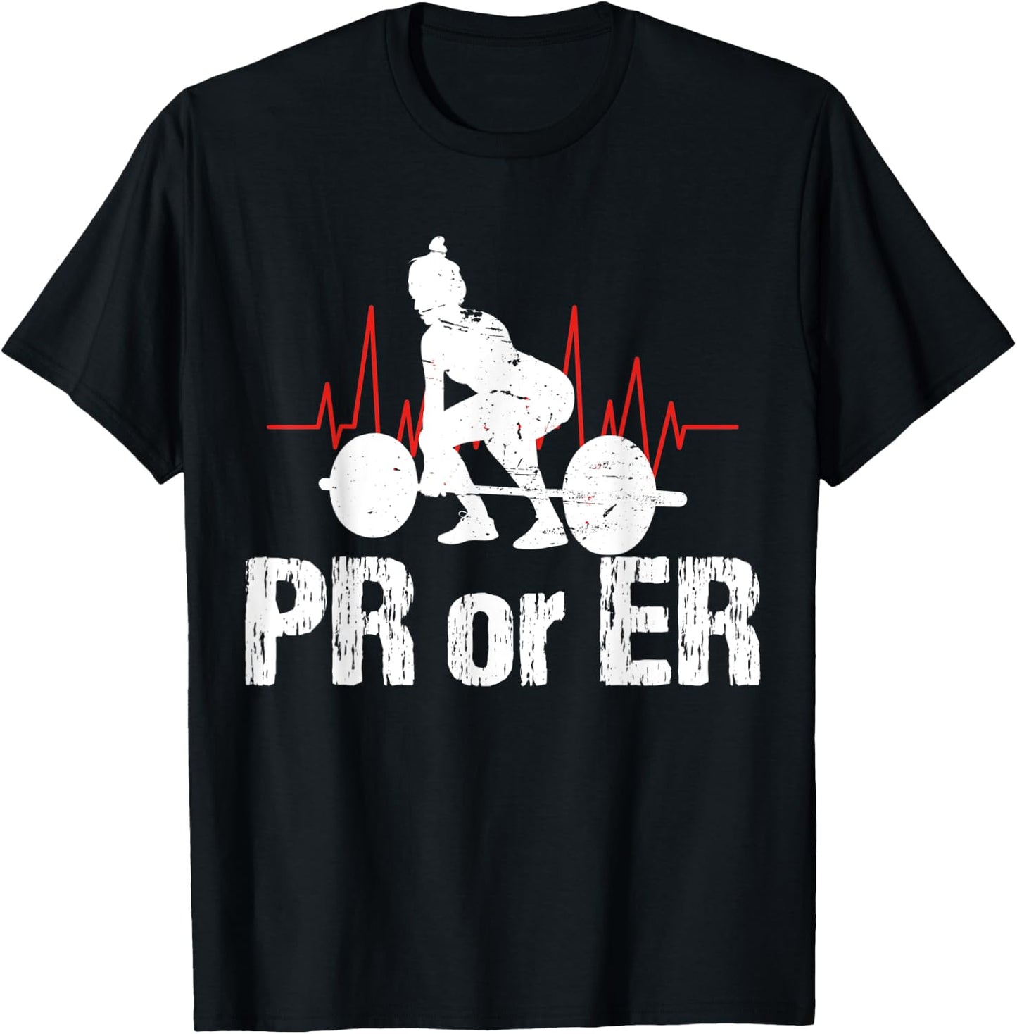 PR Or ER Funny Weightlifting Bodybuilding Apparel Vintage T-Shirt - T-Shirt | Black