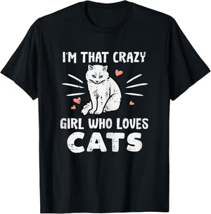 Im Crazy Girl Who Loves Cats Funny Women Girls Teens Youth T-Shirt - T-Shirt | Black