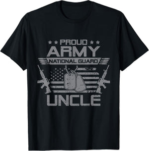 Proud Army National Guard Uncle Flag USA Military Veteran T-Shirt - T-Shirt | Black