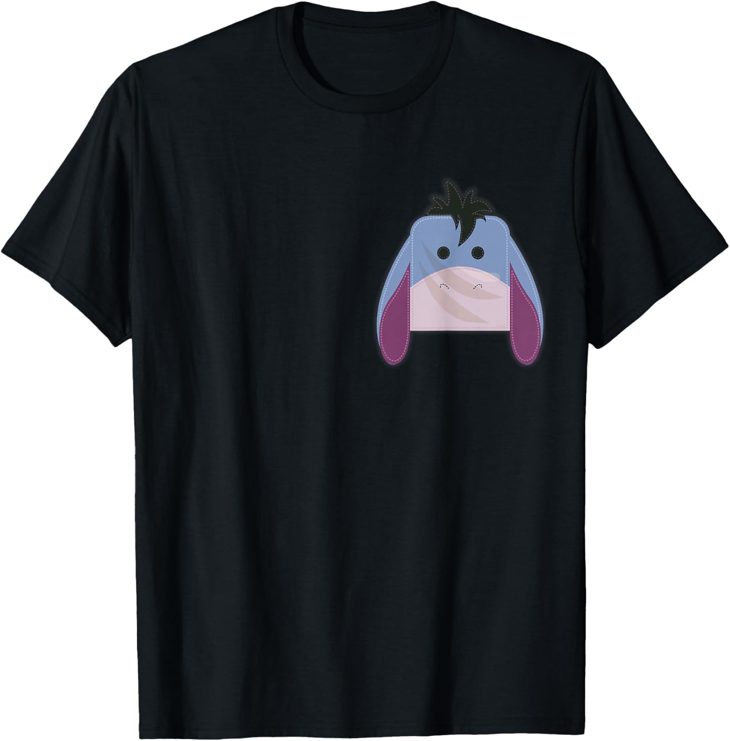 Disney Winnie The Pooh Eeyore Small Block Character Pocket T-Shirt - T-Shirt | Black