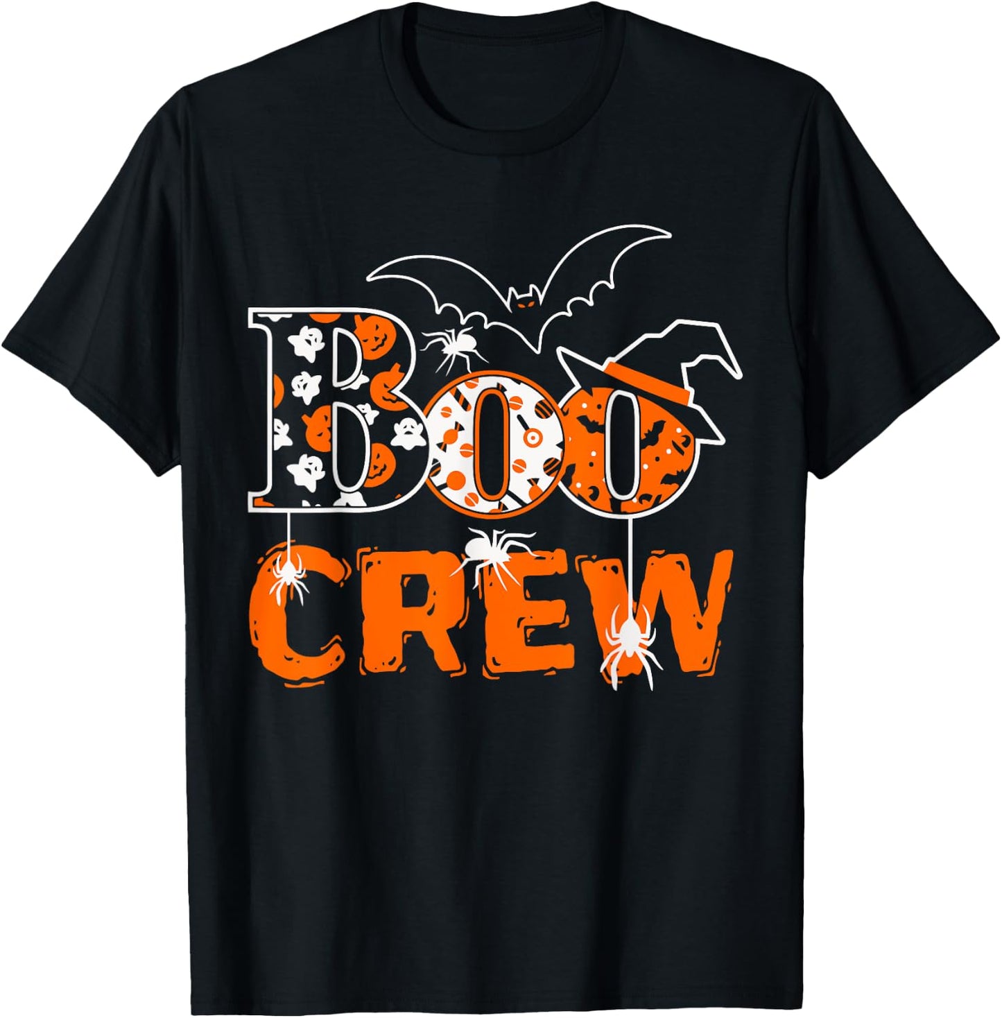 Halloween The Boo Crew - Spooky Spiders and Bats Fun Family T-Shirt - T-Shirt | Black