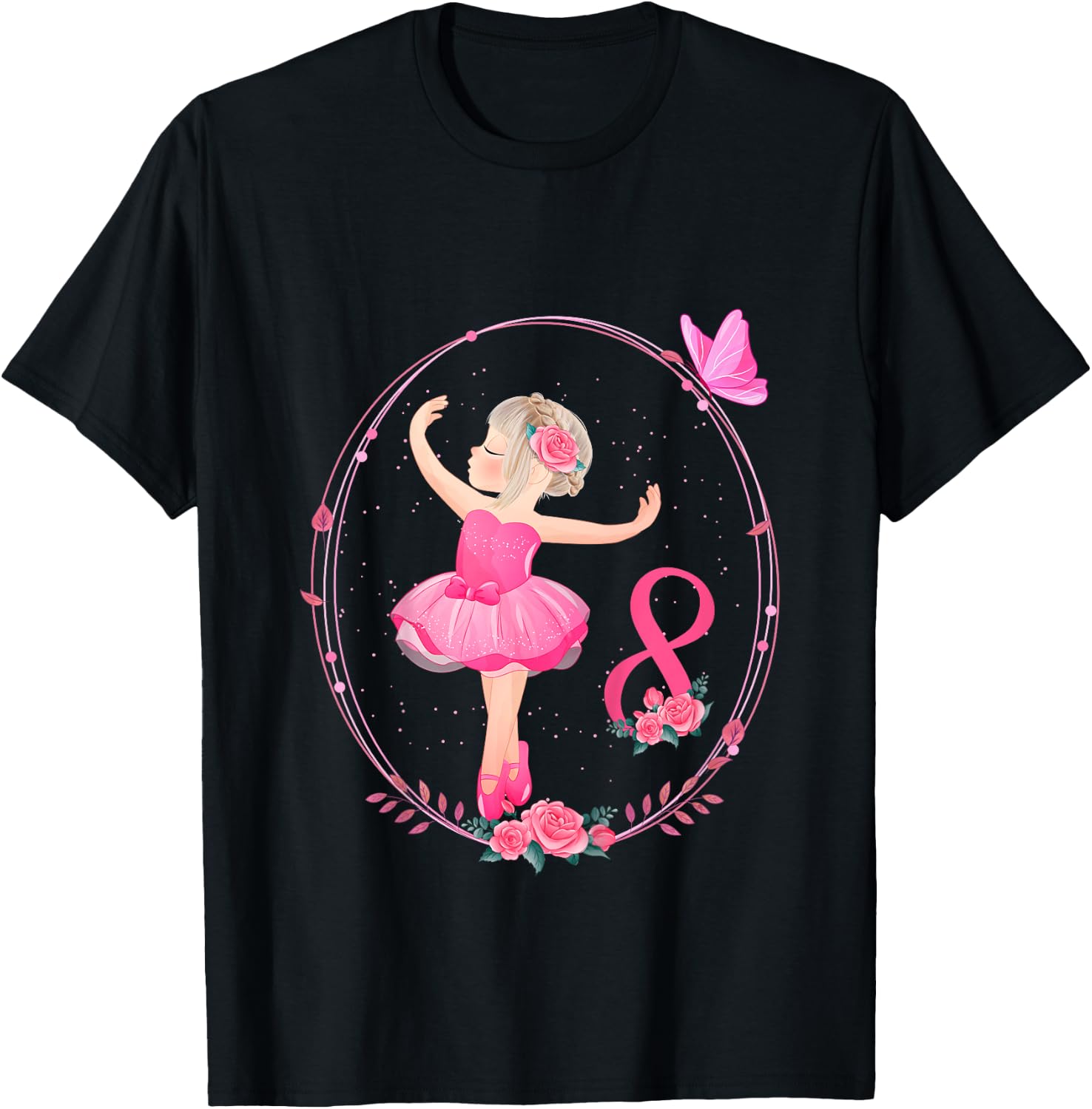 8th Birthday Ballerina in Tutu Girl Ballet 8 Years T-Shirt - T-Shirt | Black