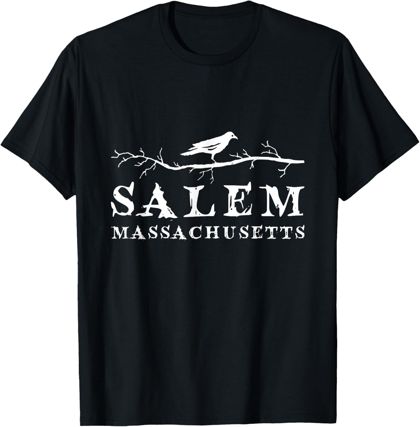 A Crow On Tree Branch Vintage Salem Massachusetts Souvenir T-Shirt - T-Shirt | Black