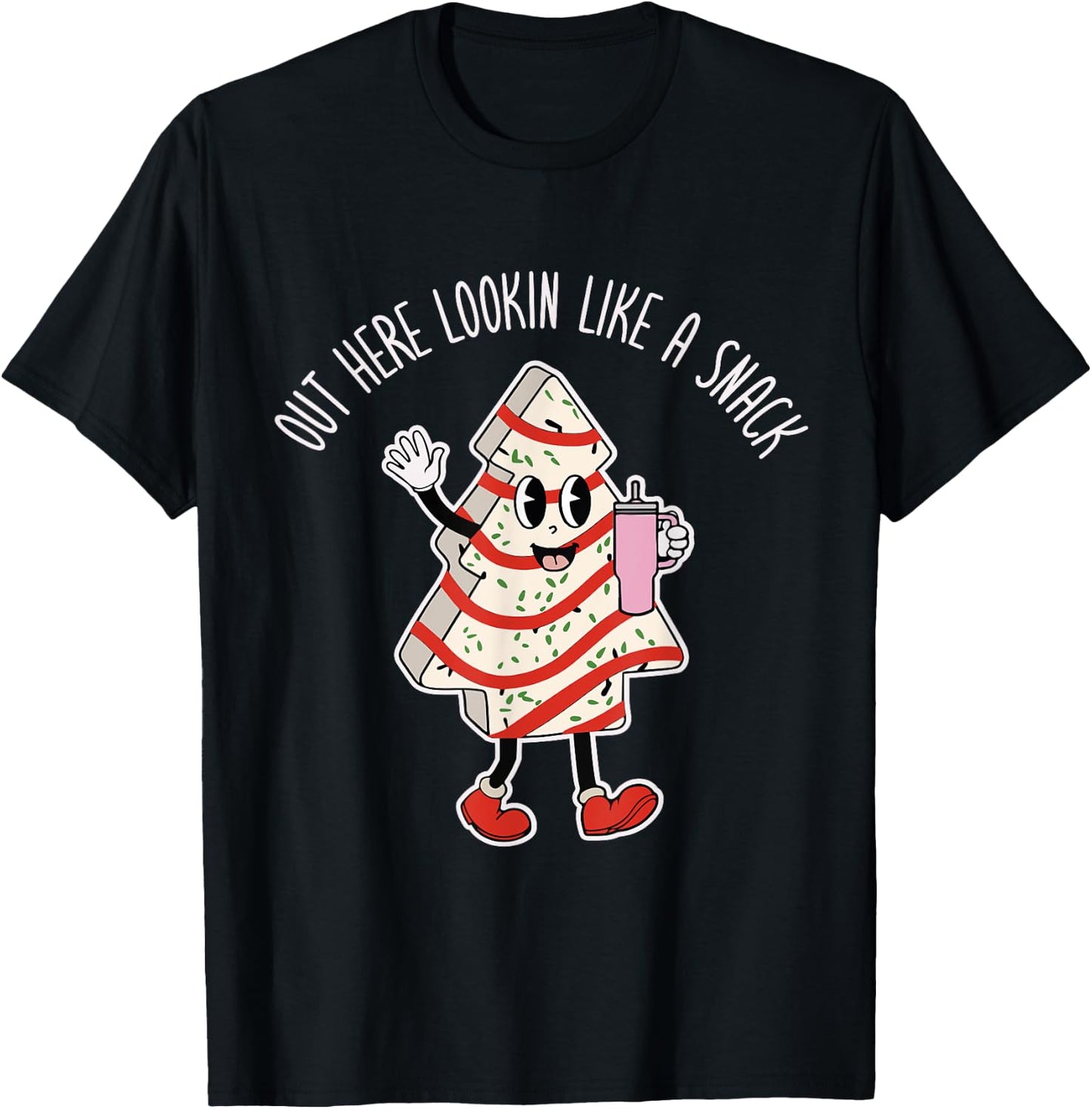 Out Here Looking Like A Snack Groovy Boo Jee Christmas Tree T-Shirt - T-Shirt | Black
