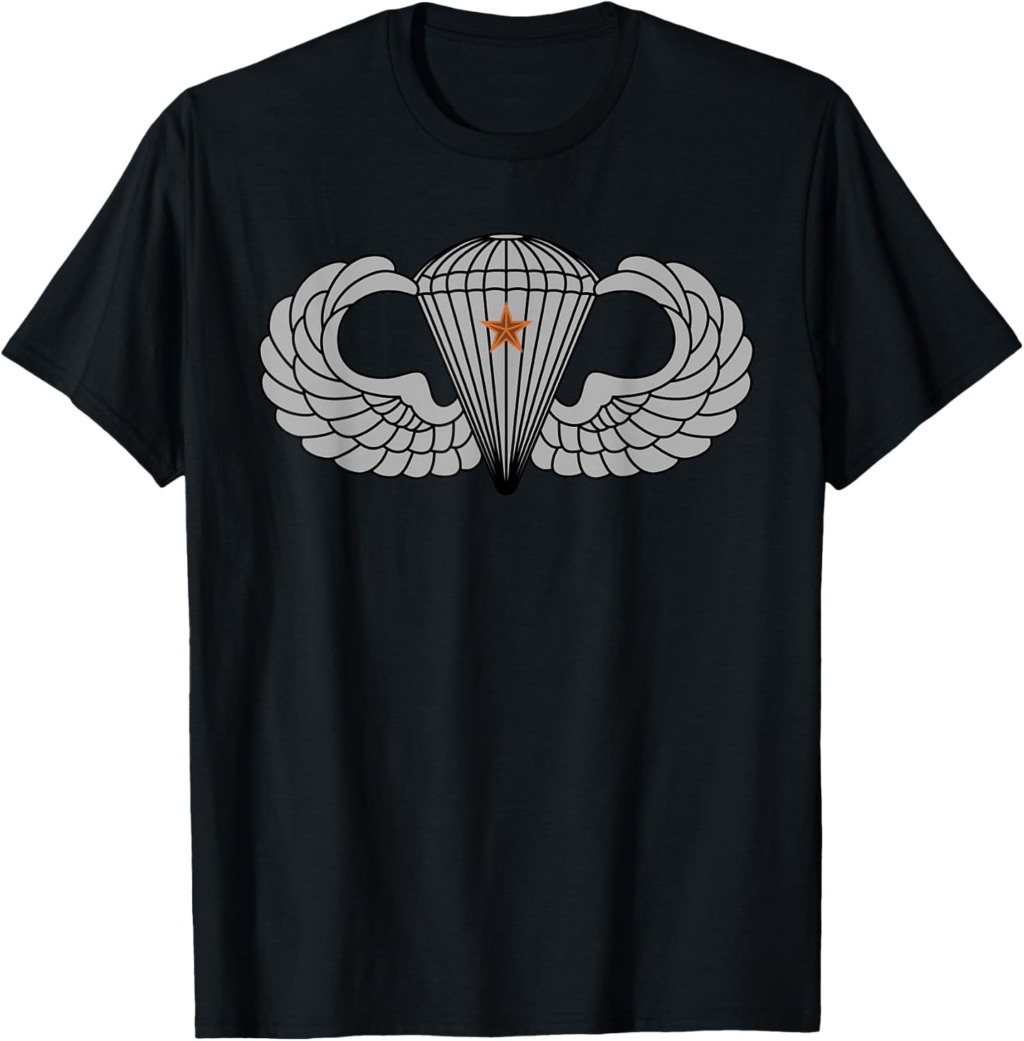 US Army Parachutist Badge Combat Star - Airborne Jump Wings T-Shirt - T-Shirt | Black