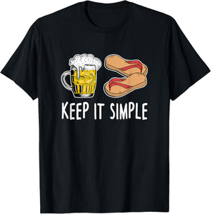 Keep It Simple - Beer And Flip Flops T-Shirt - T-Shirt | Black